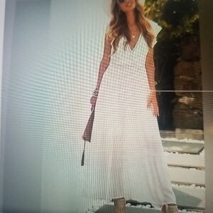 White Fairy Cottage Core Ruffled Three Tier Maxi Dress With Lace Trim Size S